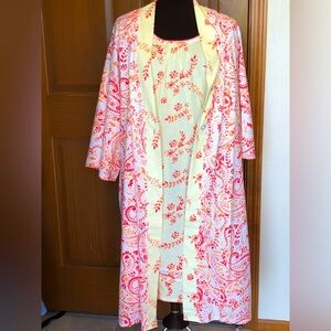 NWOT CAROLE HOCKMAN sL matching nightgown & robe(w/pockets) Yellow/orange